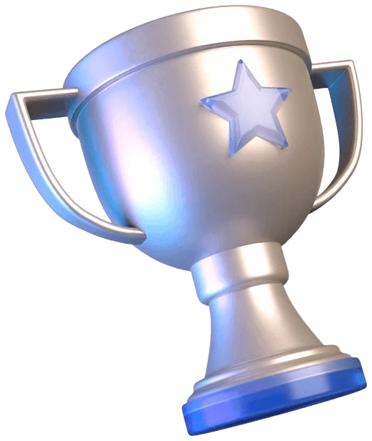 Troféu prateado com uma estrela